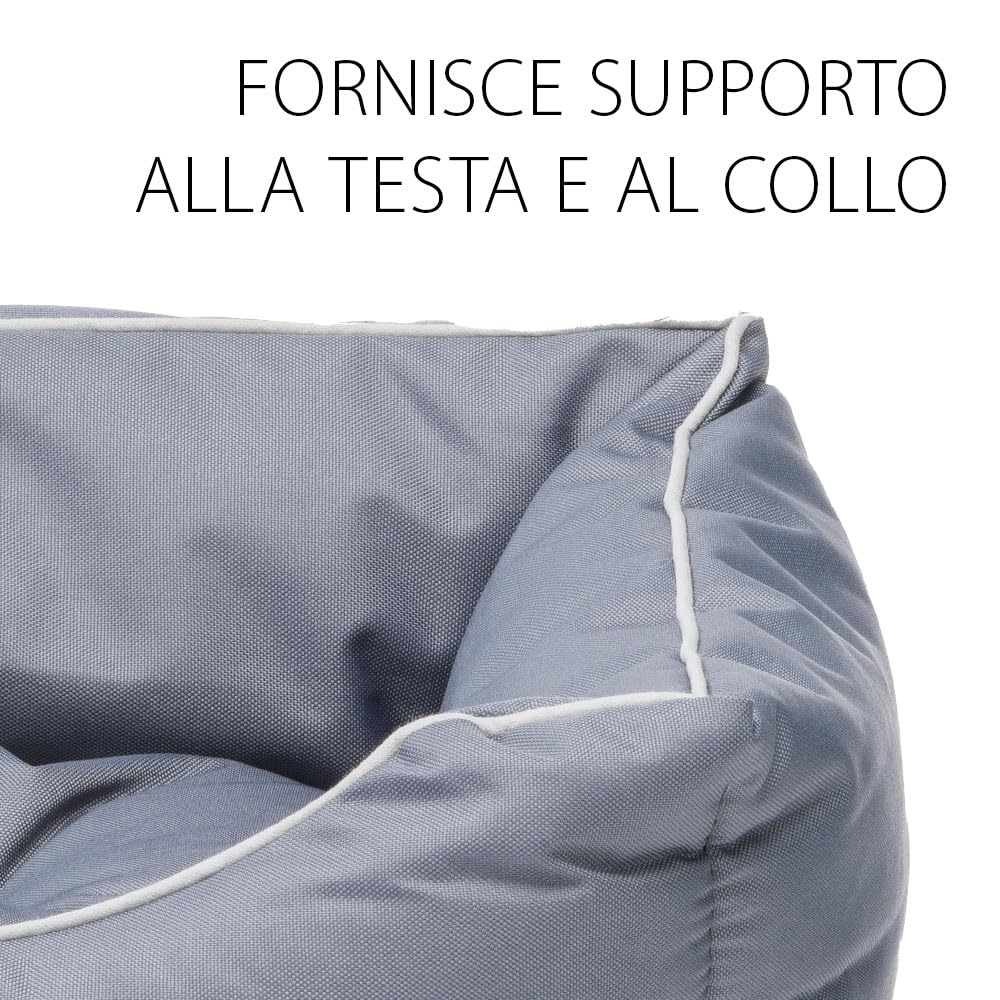 Ferplast Cuccia Cane Taglia Grande - Cuscino Tessuto Antigraffio Lavabile in Lavatrice a 30° - Materassino Impermeabile 78 x 56 x 22 cm - Grigio