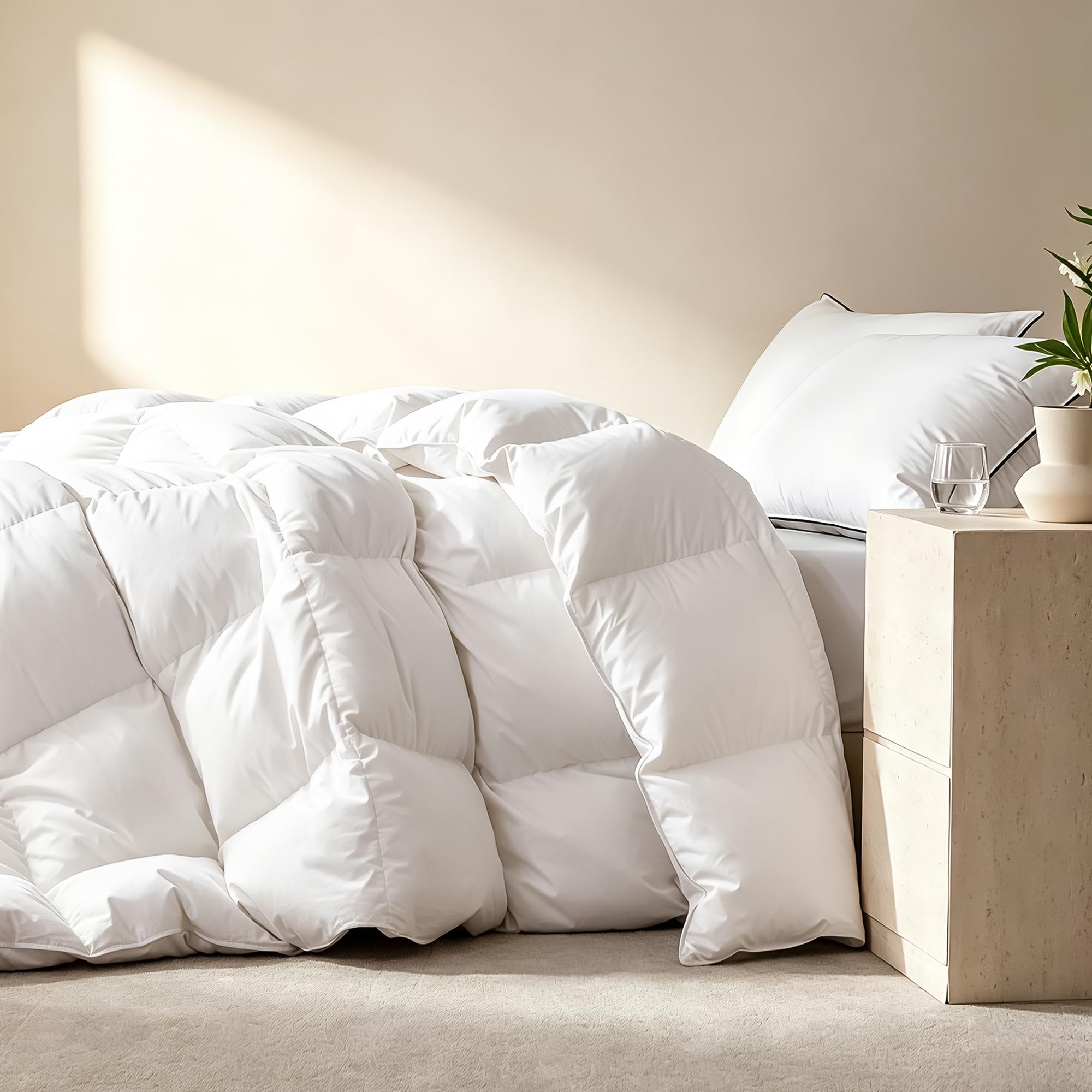 BPC Edredón Nórdico Cama 150/160, Edredón de Plumón 90% 4 Estaciones | Relleno de 330 g/m² | 100% Algodón Orgánico, Transpirable y Suave | Calidad Hotel | OEKO-TEX & RDS | 220x240 cm