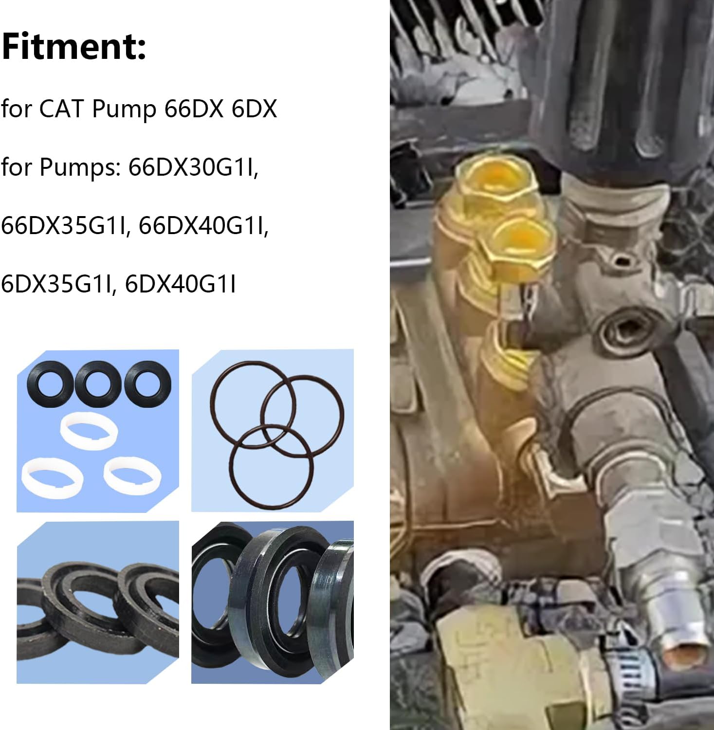 15pcs 34262 Seal Kit for Cat Pump 66DX 6DX Pressure Washer Pump Rebuild Kit Replacement Part for 66DX30G1I 6DX40G1I