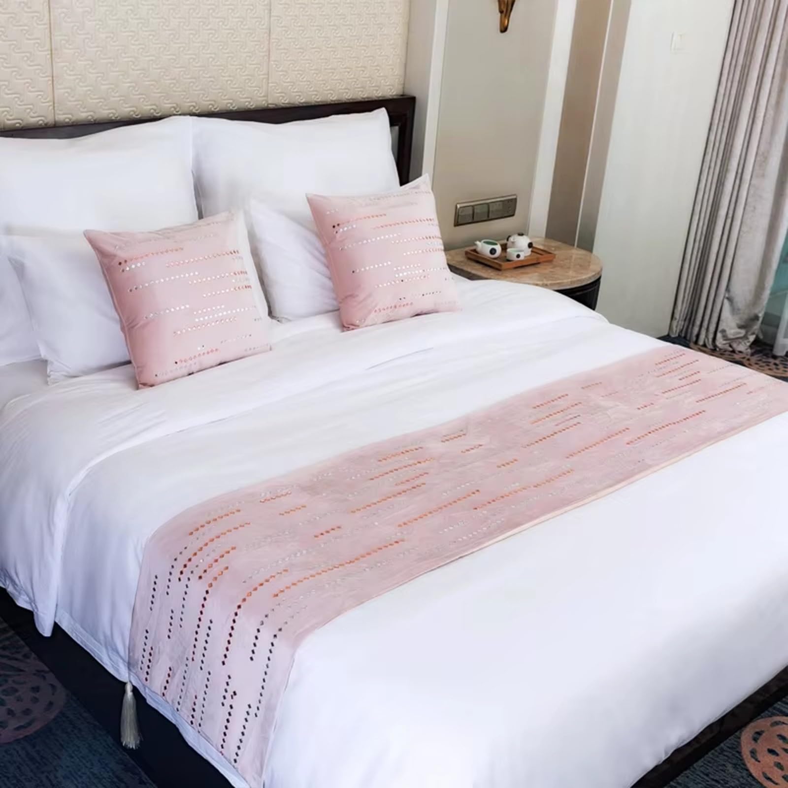 Velours hollandais de lit rose 45x45 pour une ambiance chic de chambre d'hôtel