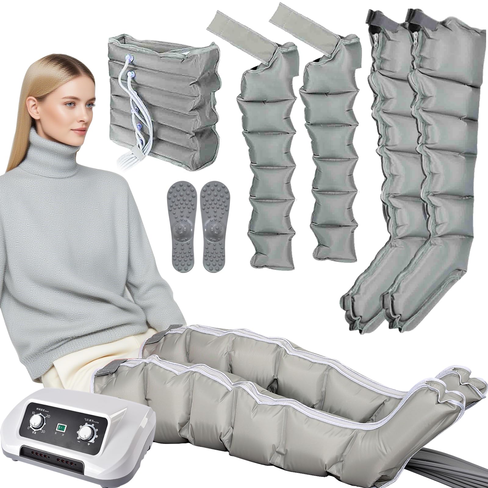 Presoterapia Piernas Y Abdomen, Botas Presoterapia Piernas Talla Grande, 6 Camaras Maquina Presoterapia para Casa XL Abdomen Y Piernas Profesional, Masajeador Drenaje Linfatico Circulación