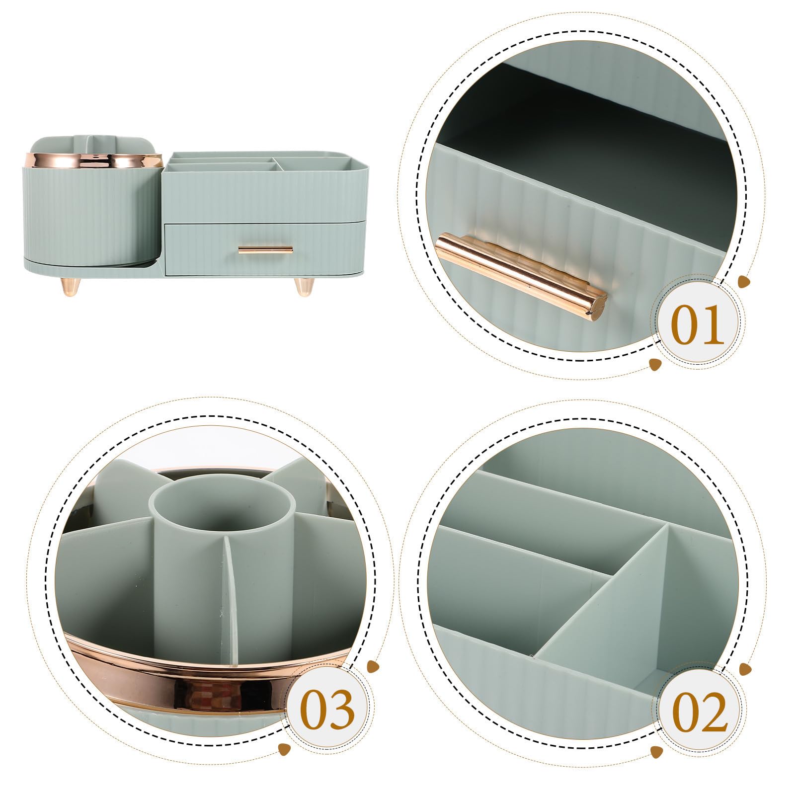 SHINEOFI Großer Make Up Pinsel Behälter aus Kunststoff mit Drehbarem Design und Praktischem Fach für Make Up Organizer und Kosmetikaufbewahrung Am Schminktisch