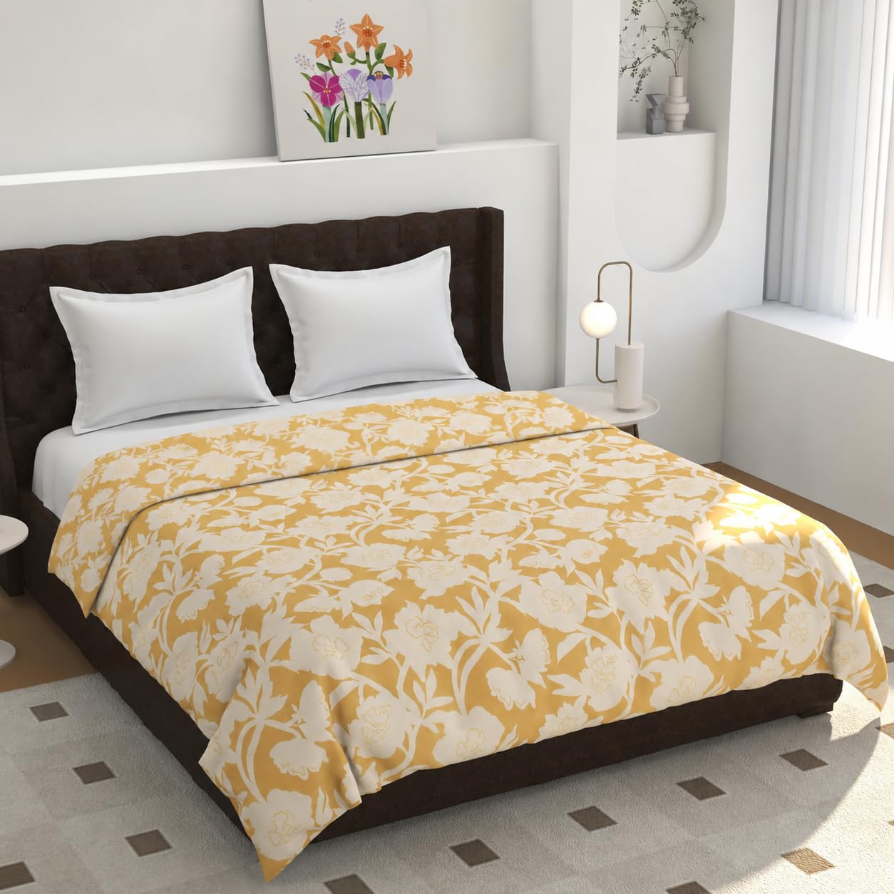 Premium Reversible Floral Double Bed Duvet Cover/Comforter Cover/Rajai Cover/Blanket Cover/Quilt Cover Super Soft Cotton King Size with Zipper, (90 x 100 inch, Pack of 1)-picture-35