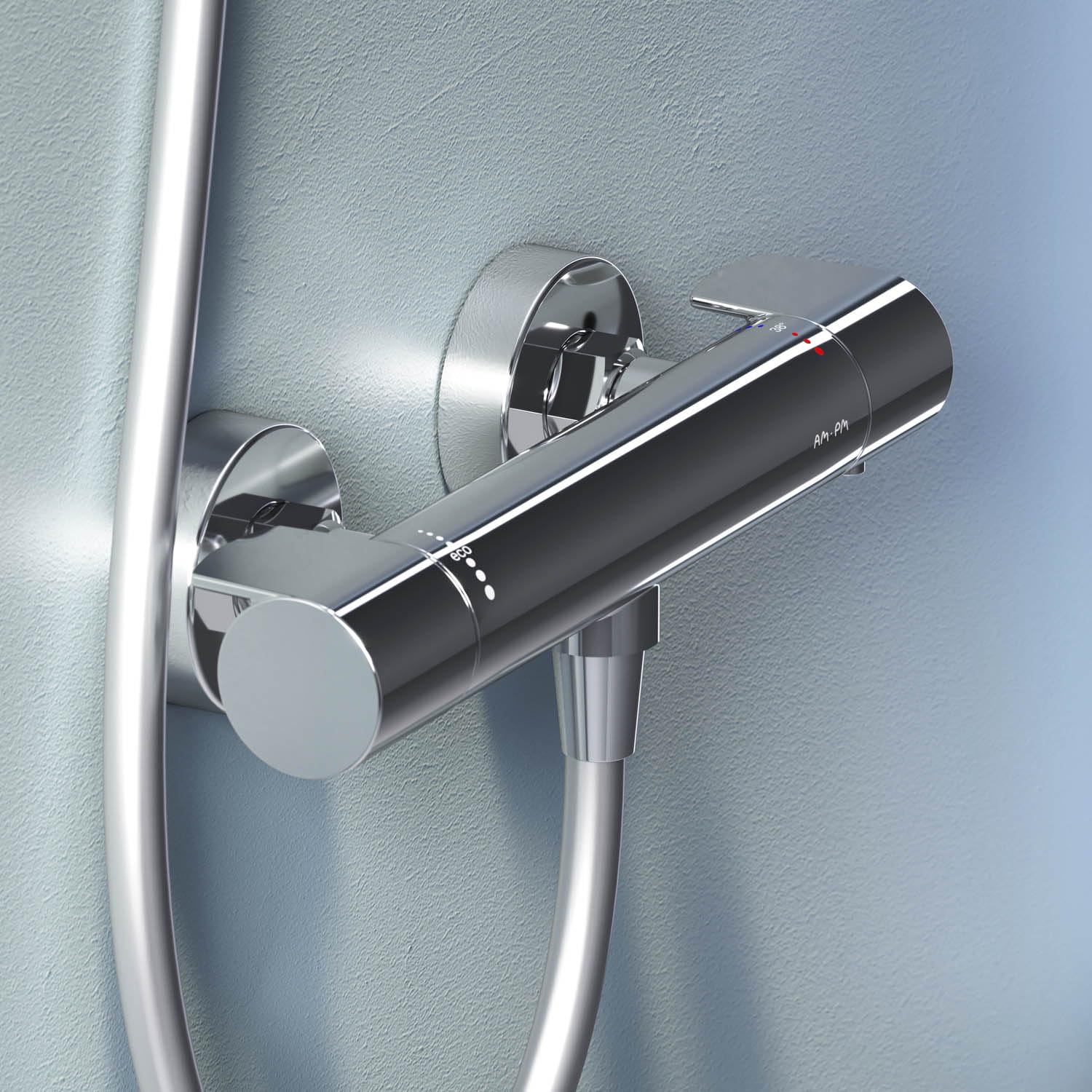 AM.PM X-Joy FXA40000 - Grifo de ducha termostático, termostato de ducha, termostato de ducha, grifo termostático, grifo mezclador de ducha con antiquemaduras a 38 ℃, cromado