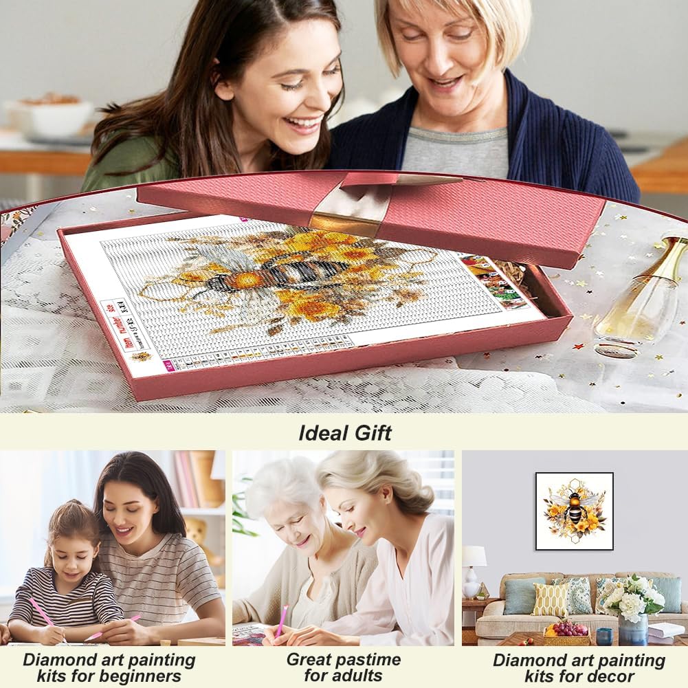 SJUTOUCI Bee Diamond Art Kit for Adults, Honeybee Diamond Painting image 3