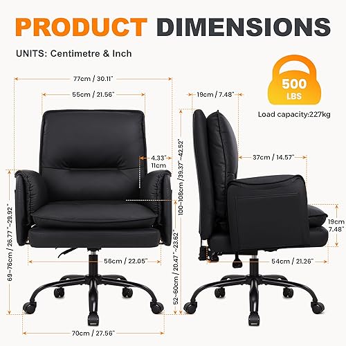 Miniatura 3 de IWMH Silla de oficina para el hogar, silla de escritorio ejecutiva grande de 400 libras con soporte lumbar ergonómico, sillas de computadora de