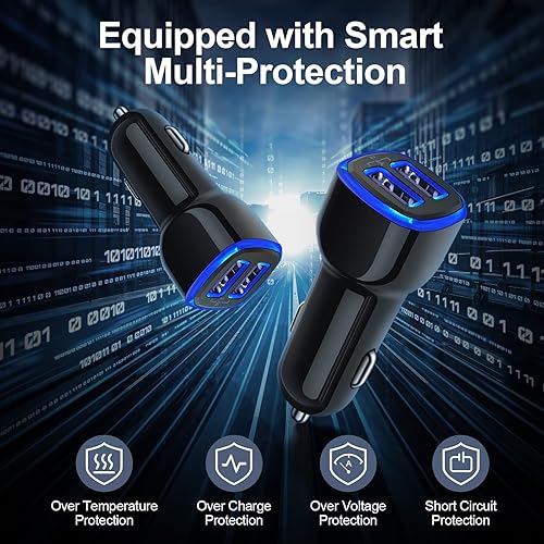 Miniatura 6 de Cargador de coche para teléfono Android de 12 voltios, enchufe adaptador de automóvil, cargador USB dual de 2.4 A para Samsung Galaxy A53 A13 A03S