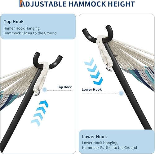 Miniatura 5 de GarveeLife Hamaca doble para 2 personas, hamaca de pie para interiores y exteriores con soporte de acero que ahorra espacio, bolsa de transporte,