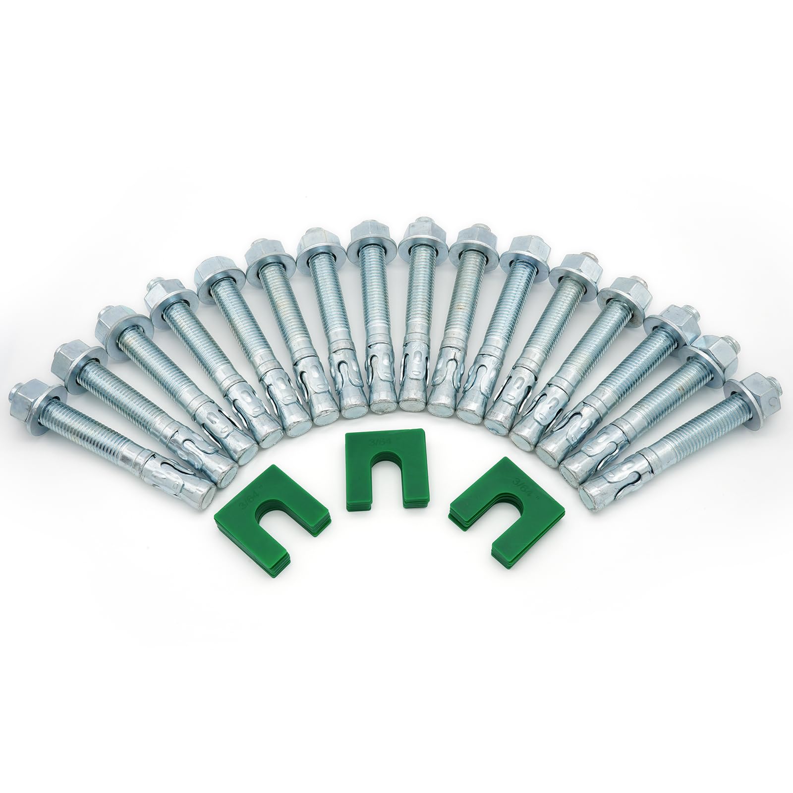 46 Pcs Car Lift Install Kit Including 16 Pcs M20 (3/4") x 5-1/2" Wedge Anchor Bolts and 30 Pcs 3/64" Leveling Shims For 2 Post 4 Post Car Lift