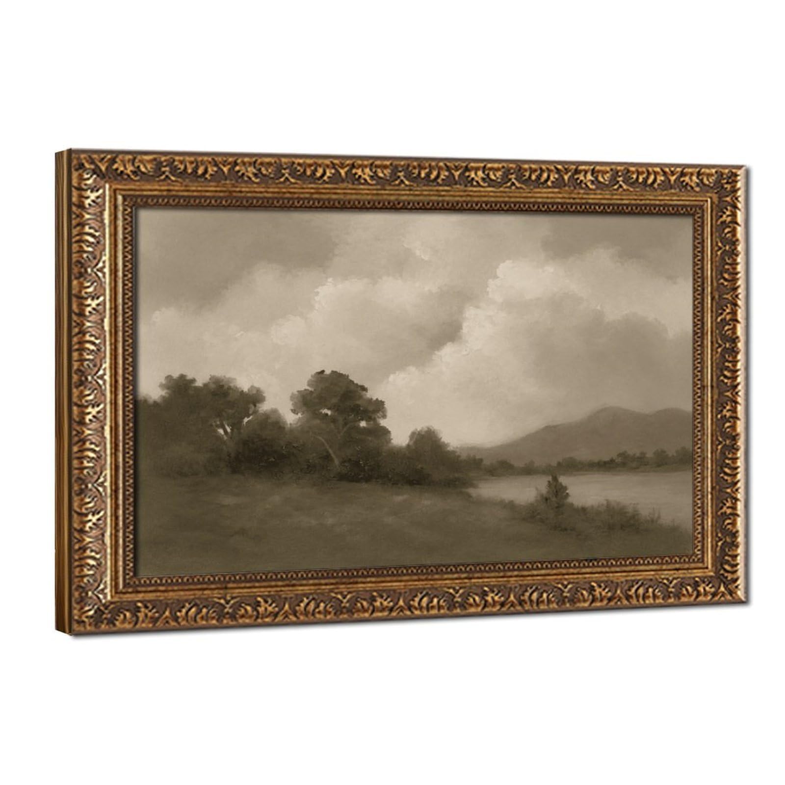 AYINUER Misty River Landscape Canvas Poster for Bedroom Decor Gift