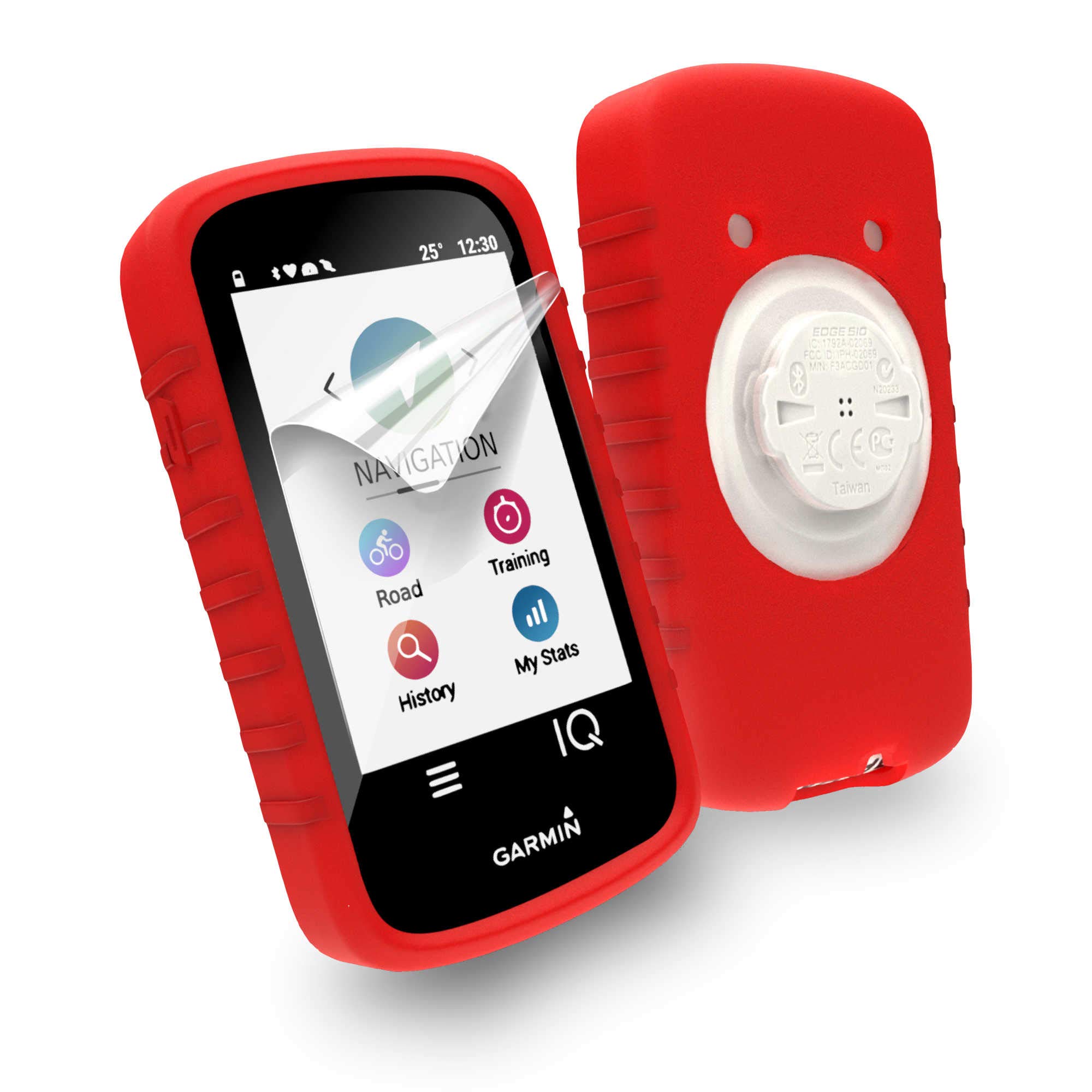 TUFF LUV Custodia In Silicone 2 In 1 Con Supporto Manubrio Per Garmin Edge 130 - Nero - 3