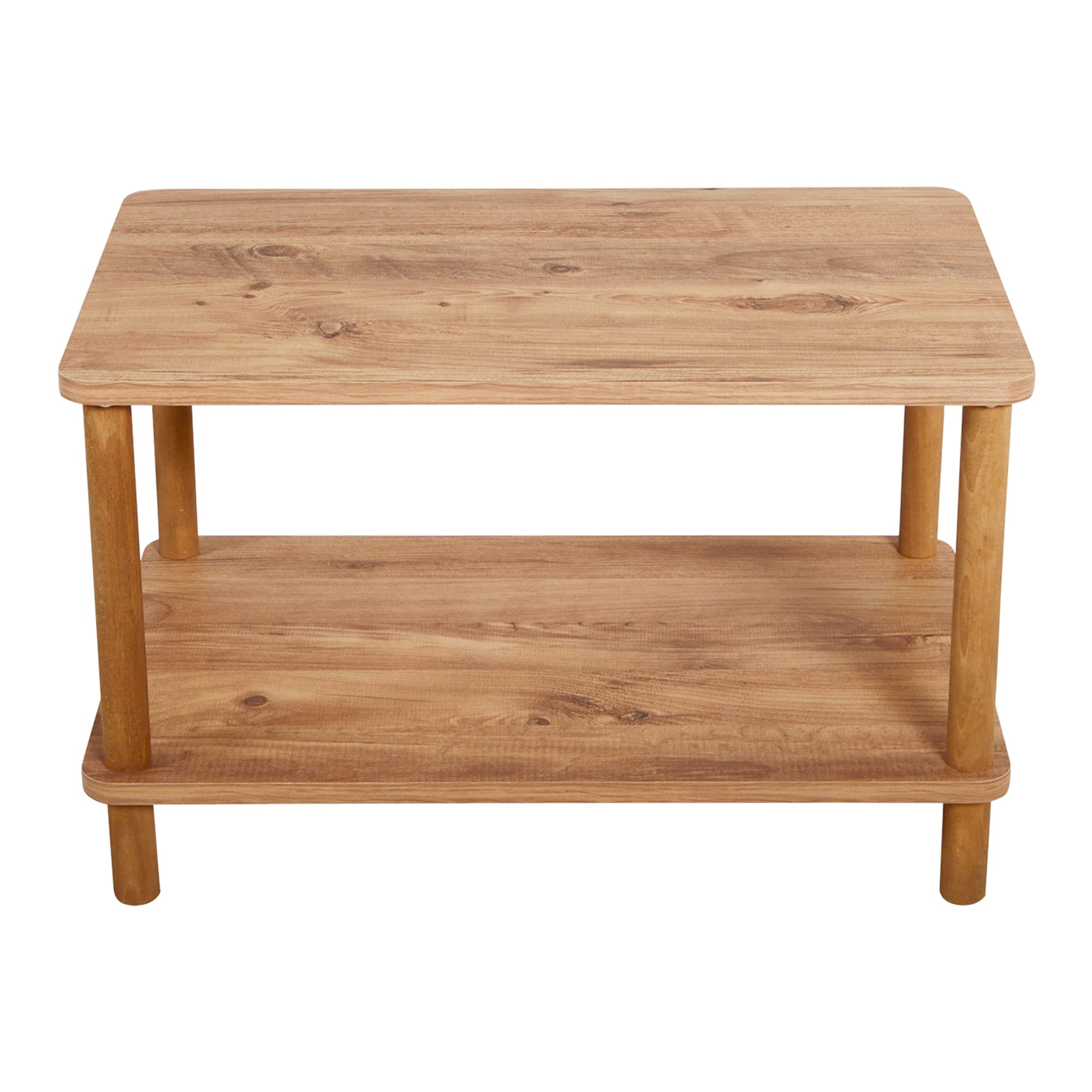 [en.casa] Mesa de Centro Rectangular con Estante Mesa Auxiliar para Sala de Espera Polivalente Aglomerado/Madera Haya 43 x 70 x 44 cm Efecto Madera
