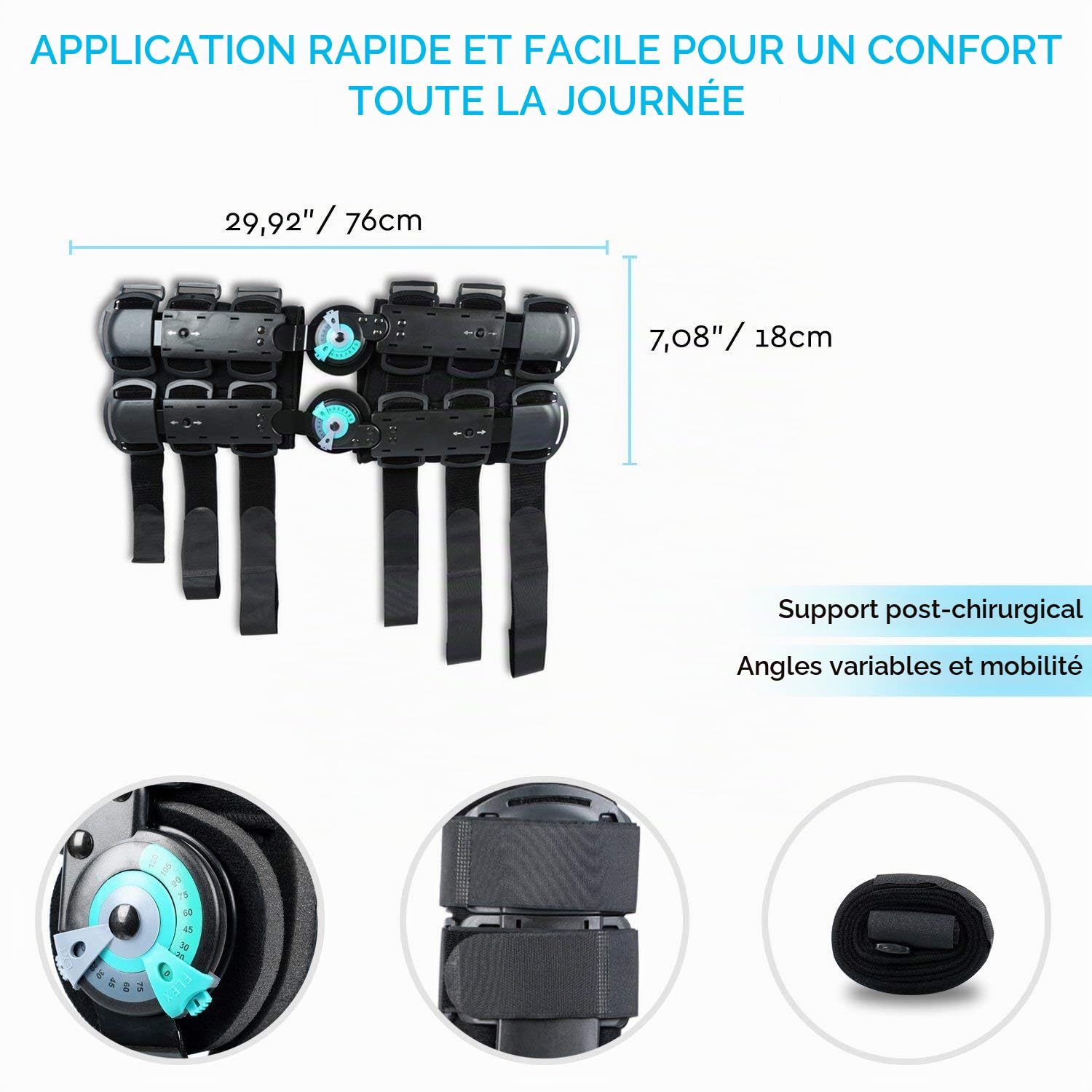 SOLES Genouillère articulée (universelle) - Stabilisation de la cuisse à la cheville - Supporte la récupération post-lésion due aux chirurgies ACL, PCL, MCL ou LCL - Unisexe
