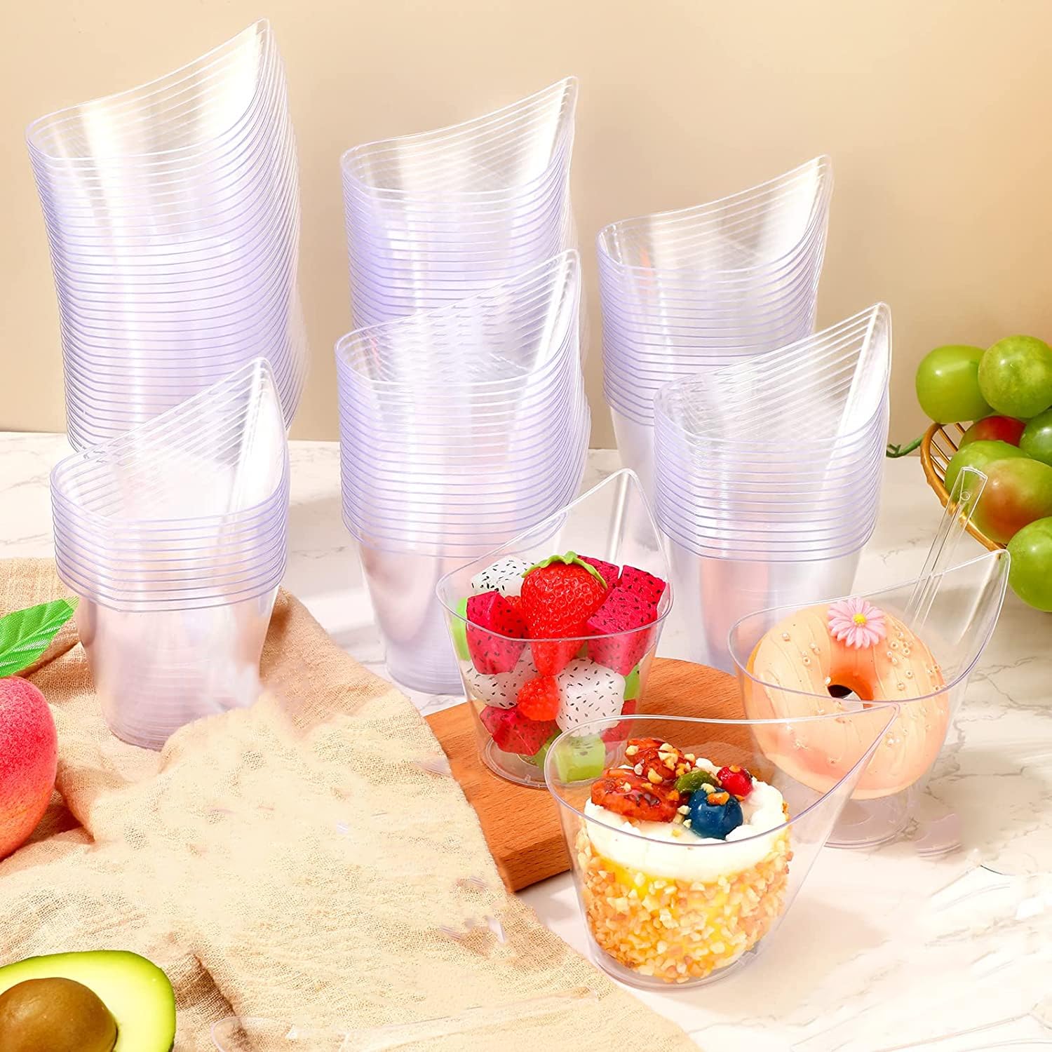 Recipientes De Plastico Con Tapa LATERN 50 Piezas Vasos De Postre