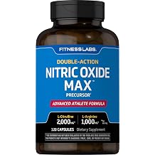 Fitness Labs Nitric Oxide Supplement | 3000mg | 120 Capsules | Nitric Oxide Pre Workout Athlete Formula | with L Arginine and L Citrulline | Triple Action | Non-GMO