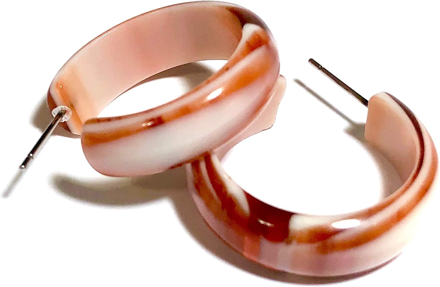 Tortoise Striped Acrylic Retro Hoop Earrings