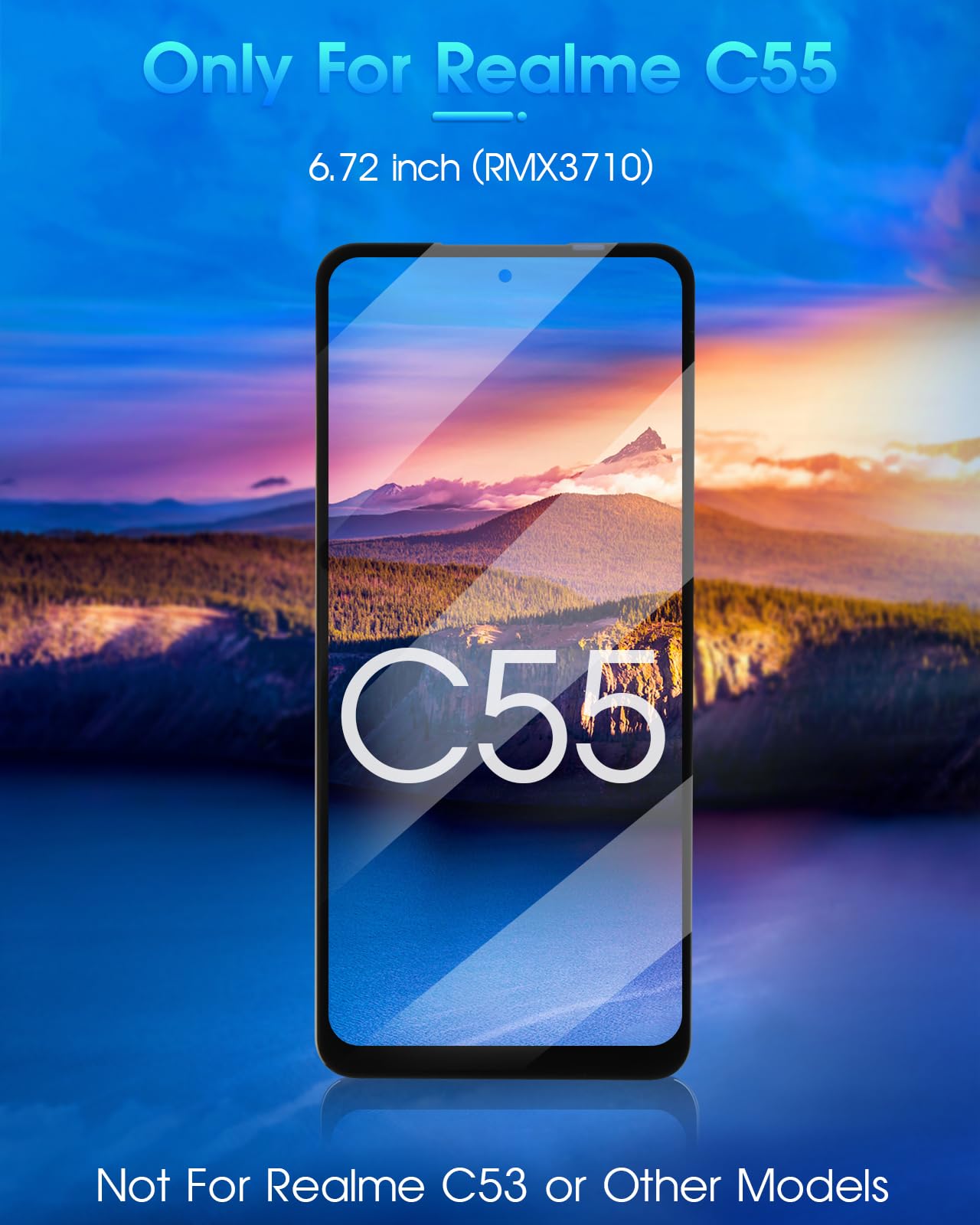 ARSSLY LCD Display per Oppo Realme C55 RMX3710 LCD Schermo per Realme C55 Digitazer Touch Screen Ricambio Assembly con Strumenti, 6,72"