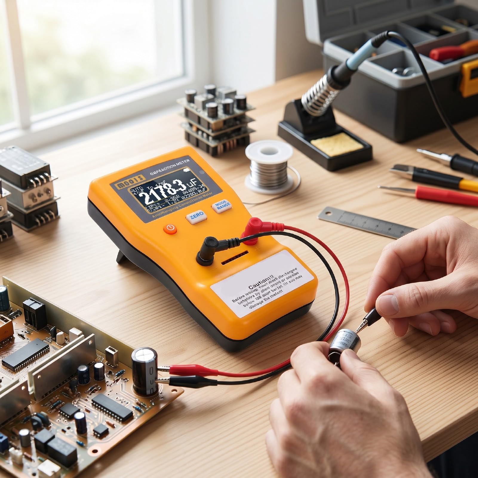 ViaGasaFamido Tester Kondensatorów Obsługuje Szacowanie za pomocą Klipsów Testowych SMD do Diagnostyki Elektroniki 0,01pF-470F