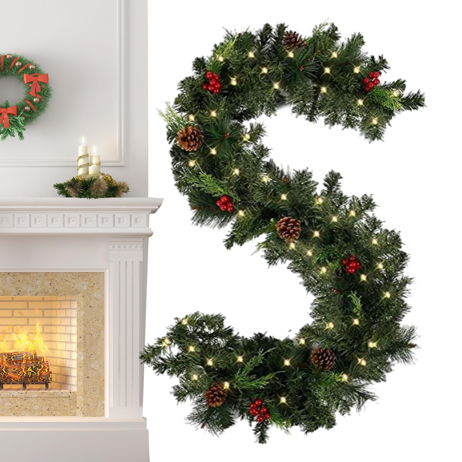 Guirlande de Noël artificielle lumineuse pour sublimer votre cheminée