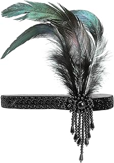 1920s Flapper Headband, Canvalite Vintage 1920s Flapper Feather Headband Beaded Gatsby Headband