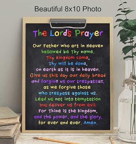 Miniatura 4 de Lords Prayer Wall Decor - Religious Decor - Christian Scripture Wall Art - Catholic Gifts for Bible Study, Church, Sunday School, Boys Room, Boys