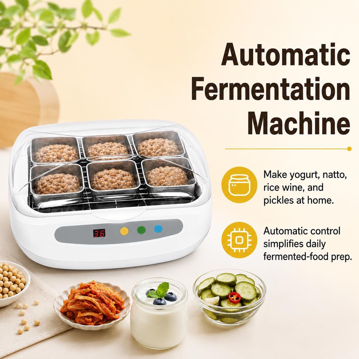 Macchina di fermentazione automatica per la produzione di yogurt e natto