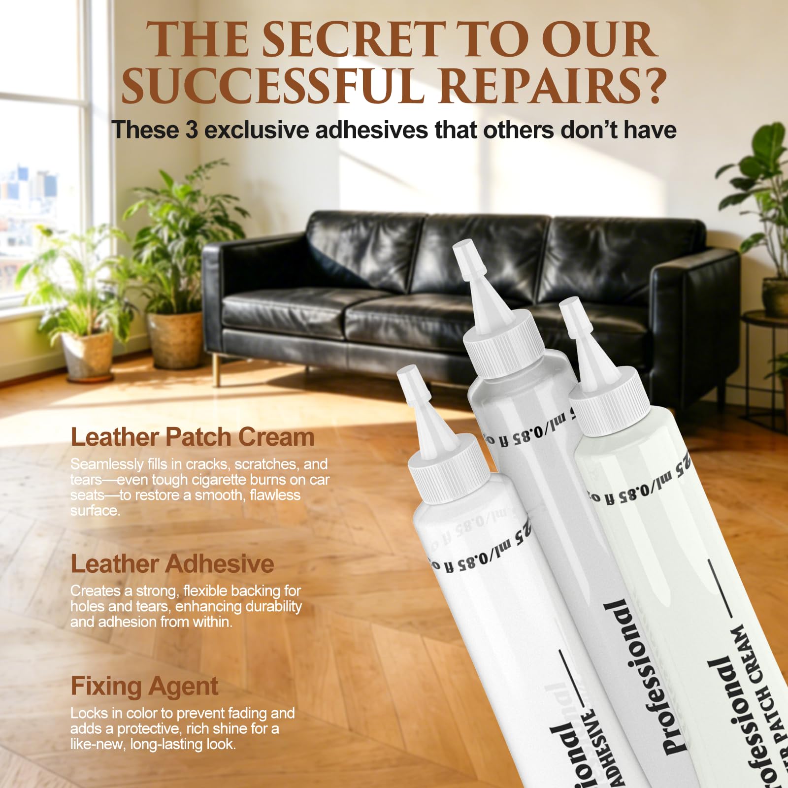 GLOWPOINT Black Leather Repair Kit for Furniture, Car Seats, Sofa, Jacket, and Purse, Vinyl Repair Kit with Super Easy Instructions to Match Any Color, Restore Any Glossy Leather Surface - 5