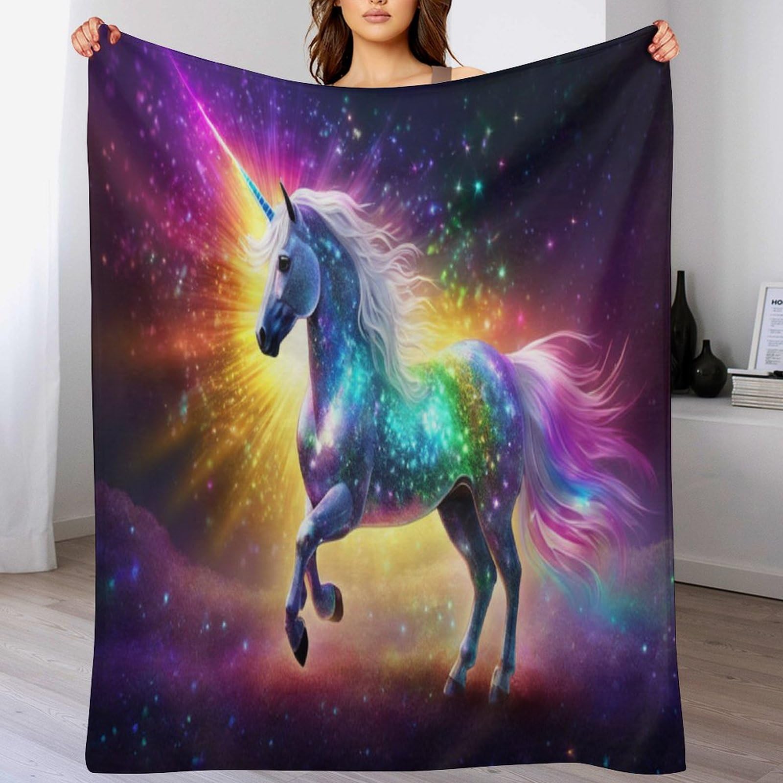 Couverture cheval doux anti-froid, plaid polaire flannel pour chambre et salon