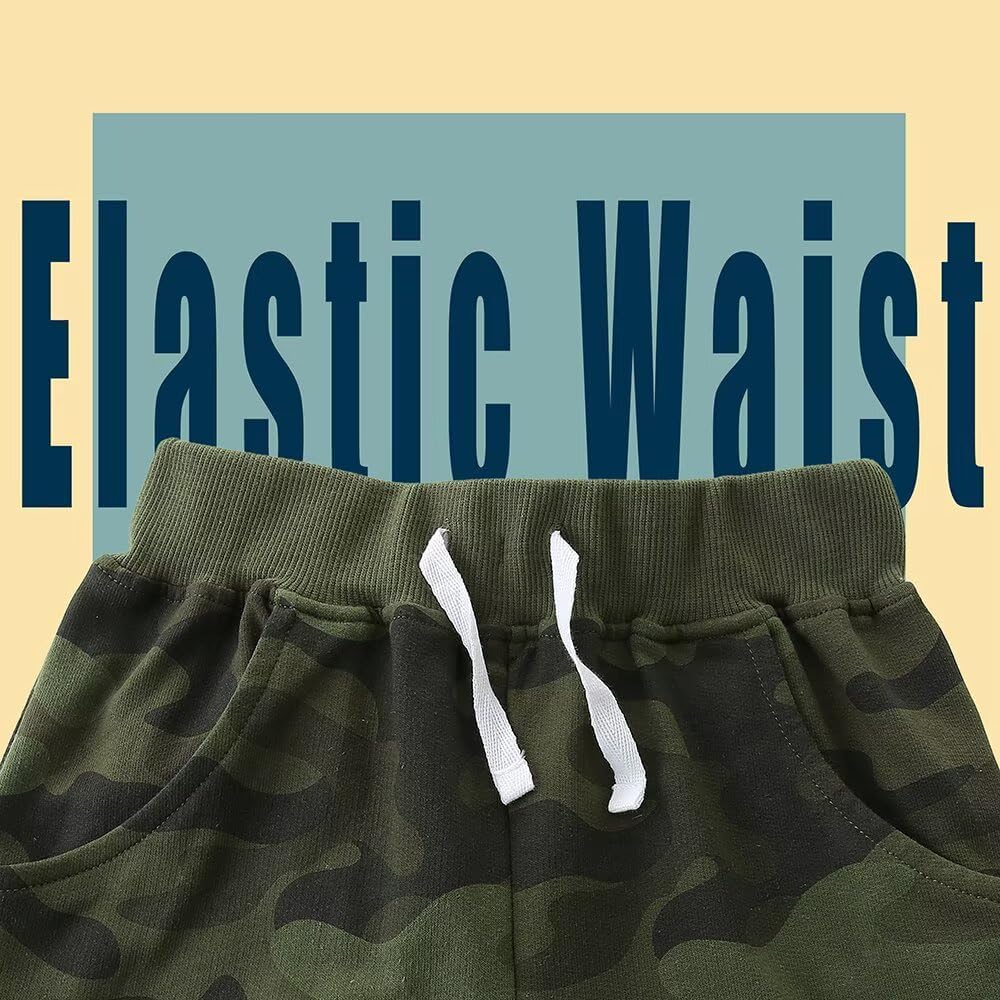 Little Boys Shorts, Casual Pull On Cotton Shorts with Side Pockets Athletic Drawstring Shorts for Kids