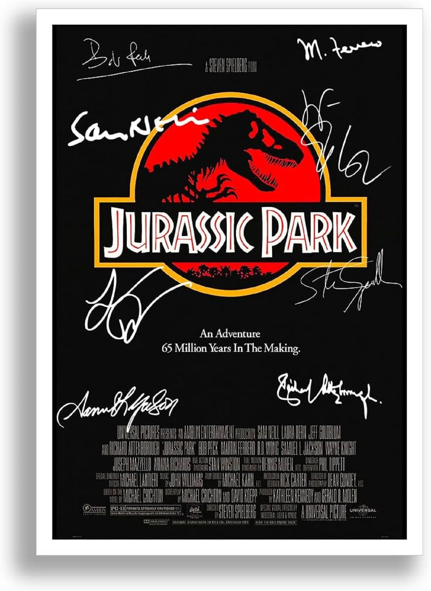 Mounted Gifts Jurassic Park Cast Signed A4 Poster Photo Print Framed Autograph Gift Movie Film Sam Neill Laura Dern Jeff Goldblum (A3 POSTER ONLY)
