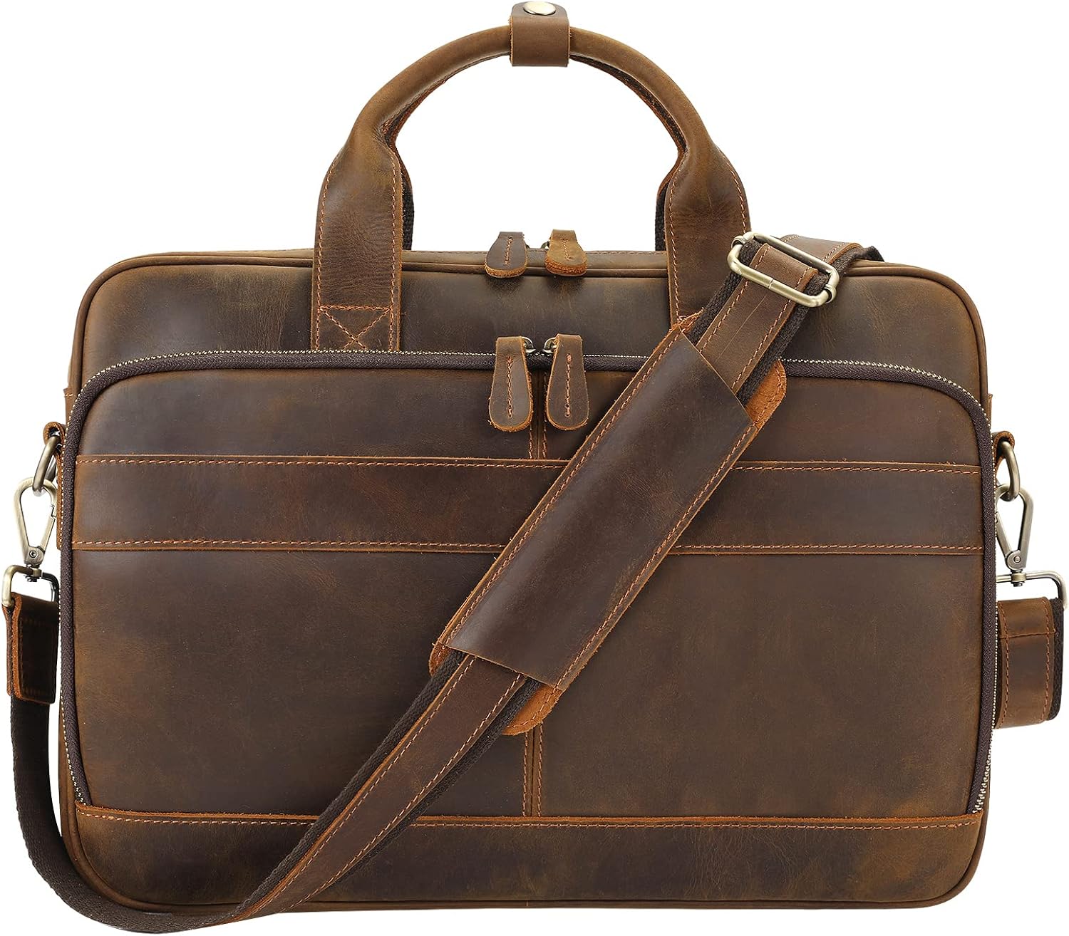 Jack&Chris Leather Briefcase for Men,Business Travel Laptop Messenger Bags