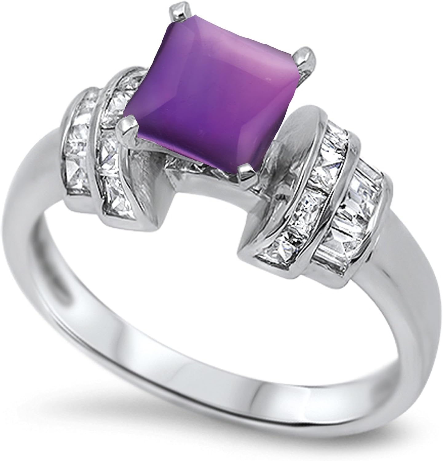 CHOOSE YOUR COLOR Sterling Silver Square Wedding Ring