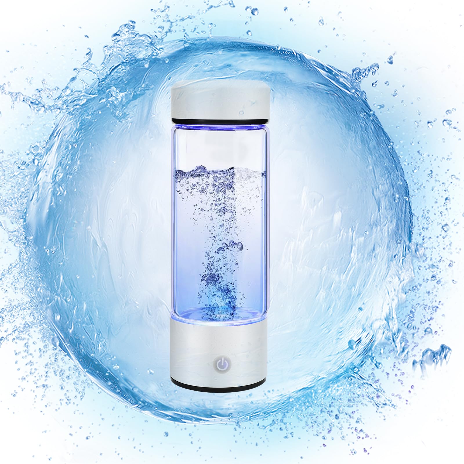 AMZWATER Hydrogen Water Bottle Generator, Glass Portable Hydrogen Water Bottle with SPE PEM Technology Hydrohealth, Ion Bottles Hydrogen Water Ionizer