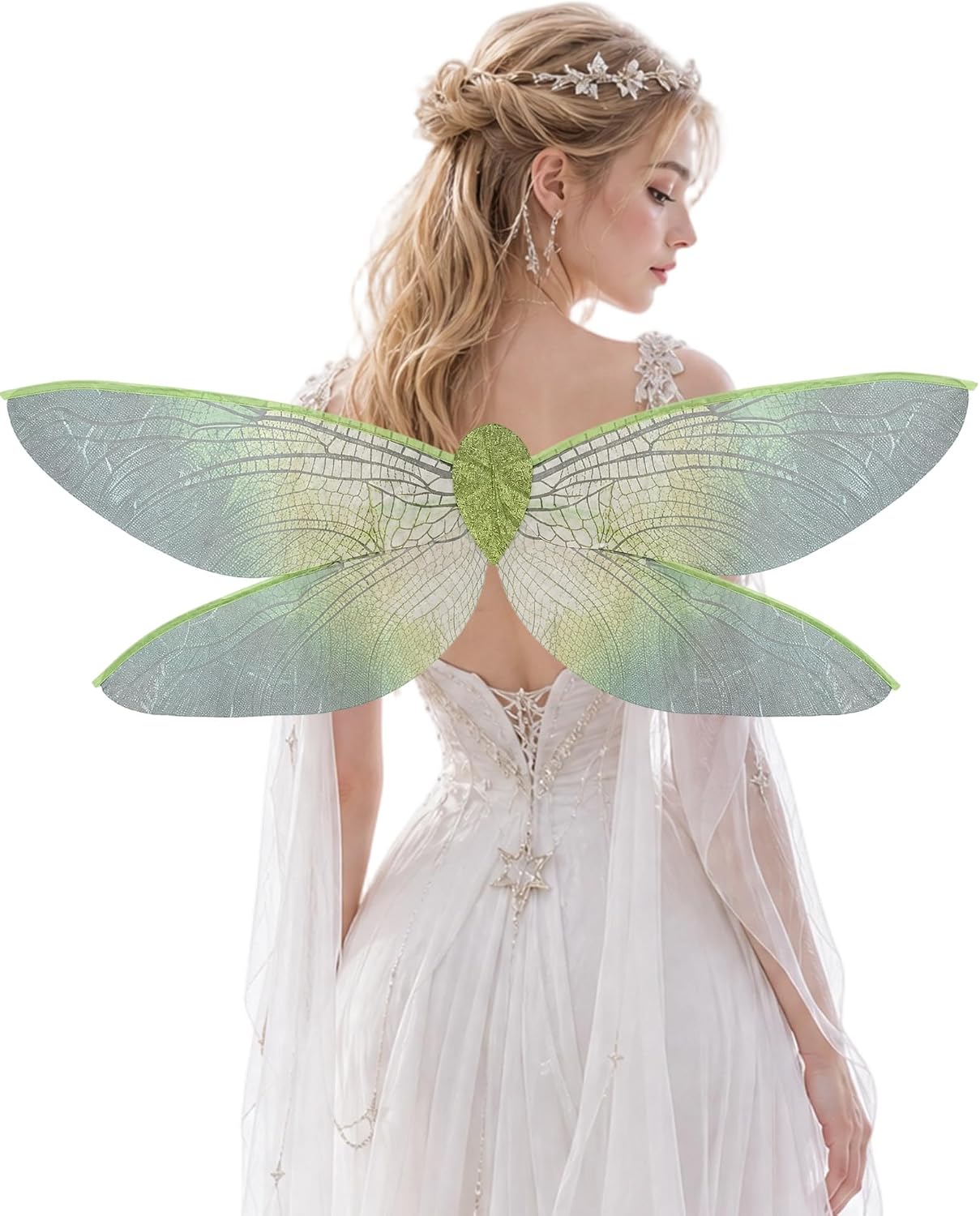 RENEMEGO Dragonfly Wings Costume - Single-Sided Fairy Wings Adult Women, Halloween Costume for Performance Rave Party