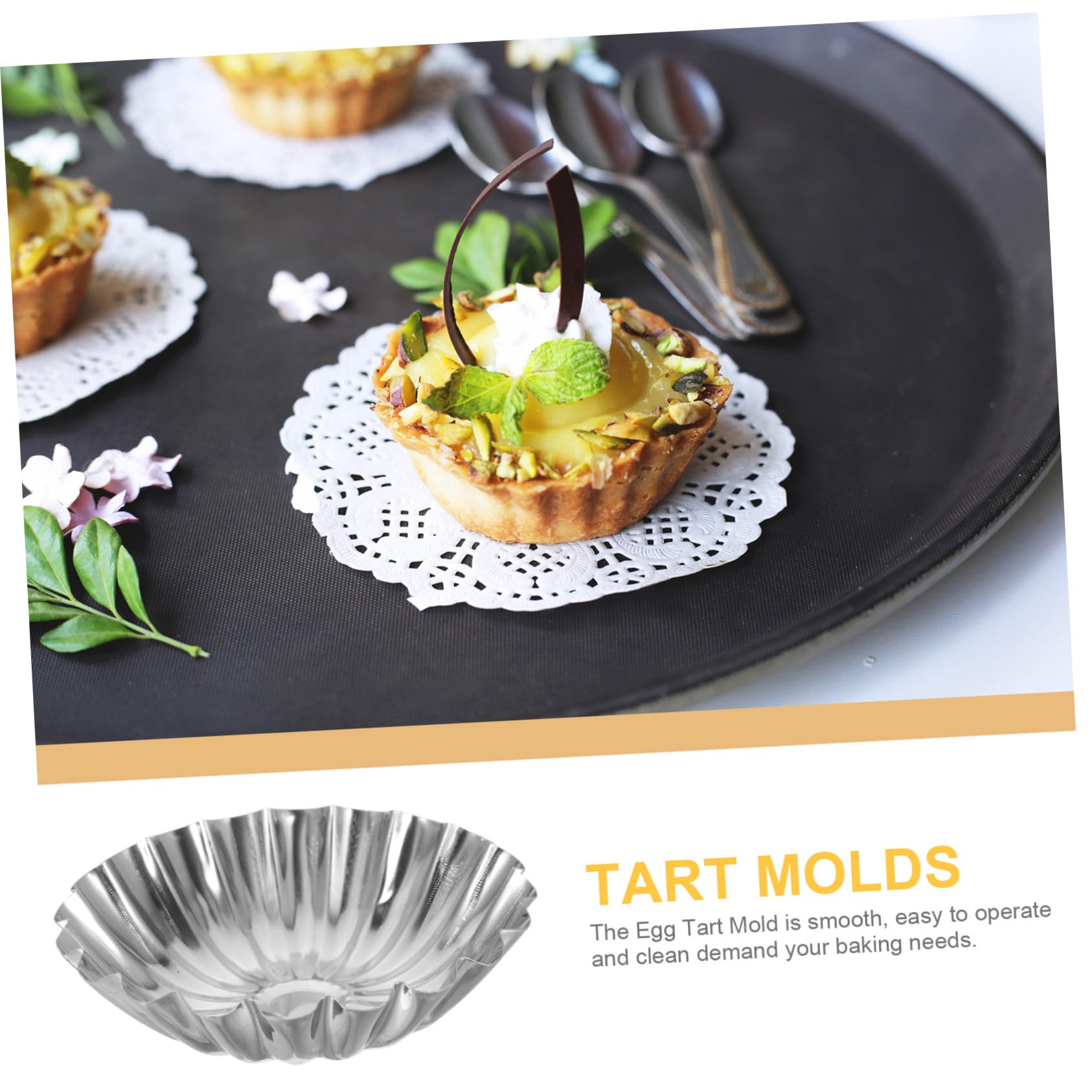 SHINEOFI Moules à Tartelettes Aux Œufs 50 Pièces Grosse Taille En Acier Inoxydable 430 Multifonctions Cuisson Pâtisserie Professionnelle Et Maison
