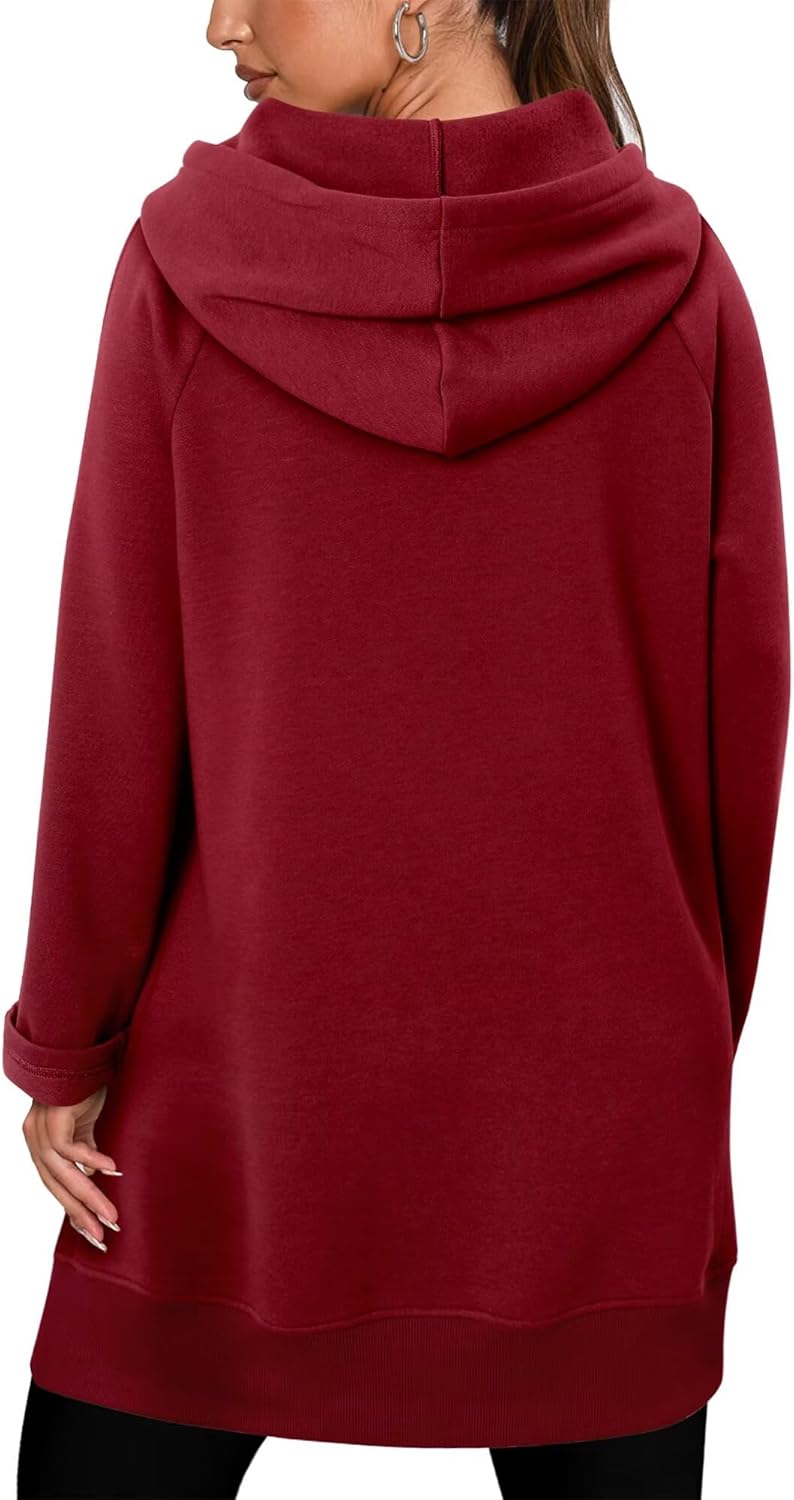 StunShow Women Oversized Sweatshirt Pullover Casual Split Hem Long Hoodie Dress with Kangaroo Pocket 2025 Fall - Image 5