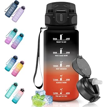 Motswedi Water Bottle 500 ml BPA-Free Water Bottle with Straw Leak-Proof Sports Drinking Bottles Suitable for Carbonated Drinks Water Bottle for Camping Yoga Gym School Outdoors Black and