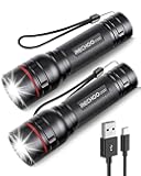 RECHOO Rechargeable Flashlights High Lumens, 2 Pack G1000 Super Bright Flash Light, Small Led Tactical Flashlight with 3 Lighting Modes, Portable Flashlights for Camping Home (Battery Included)