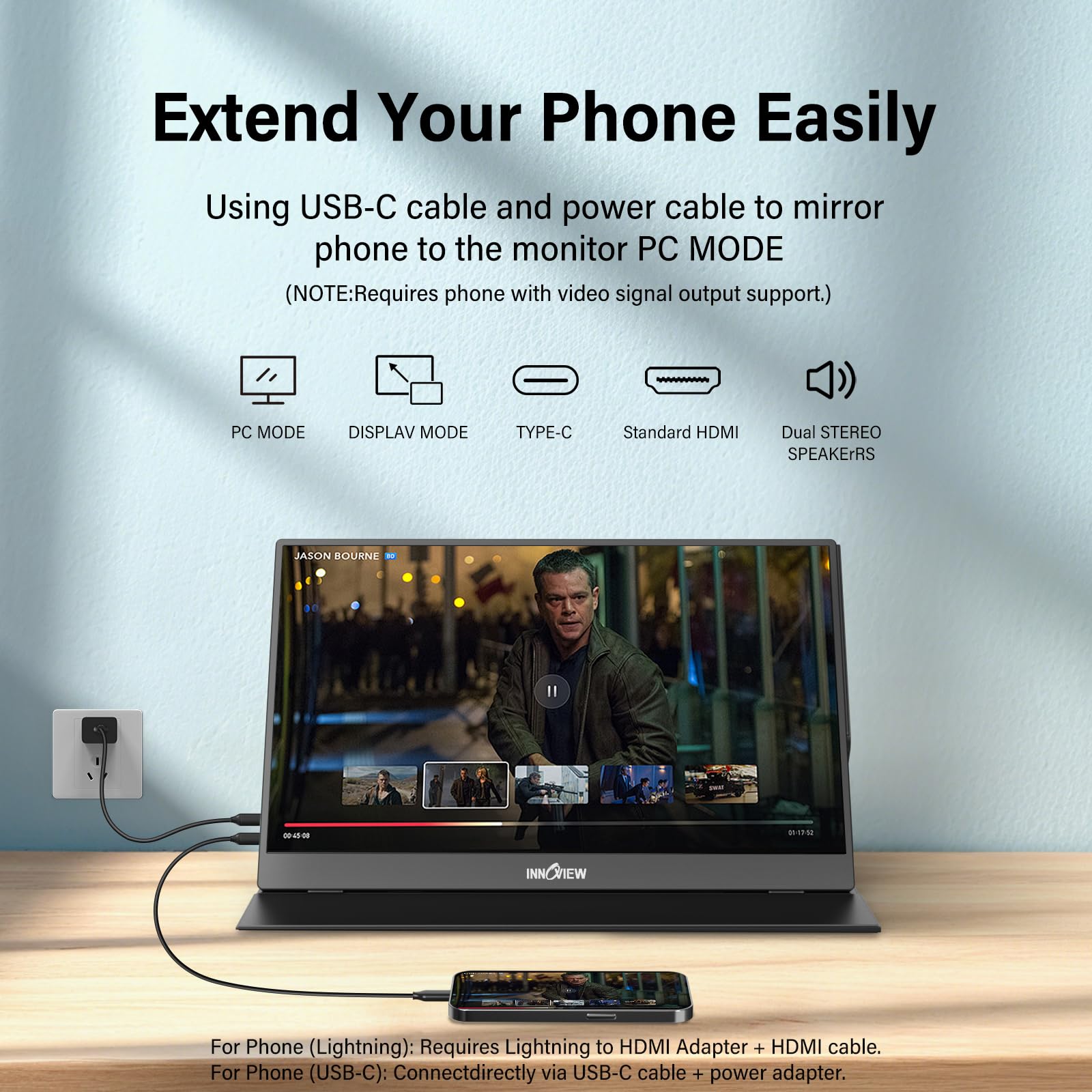 【新品】InnoView 15.6インチ モバイルモニター USB-C HDMI Amazon.com: InnoView Portable Monitor, 15.6 Inch FHD 1080P HDMI