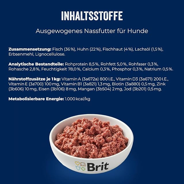 Foto 6 de 8 de Brit Premium by Nature - Comida húmeda para Perros Adultos, Pescado con Piel de pez, alimento Completo, 6 x…