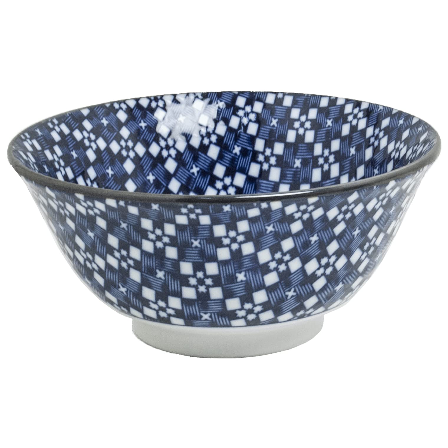 Matcha 087 - Set di 5 ciotole di riso in porcellana giapponese, colore: blu e bianco