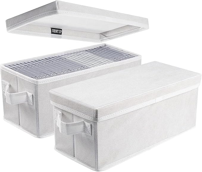UENTIP DVD CD Storage Boxes With Lids- Pack of 2