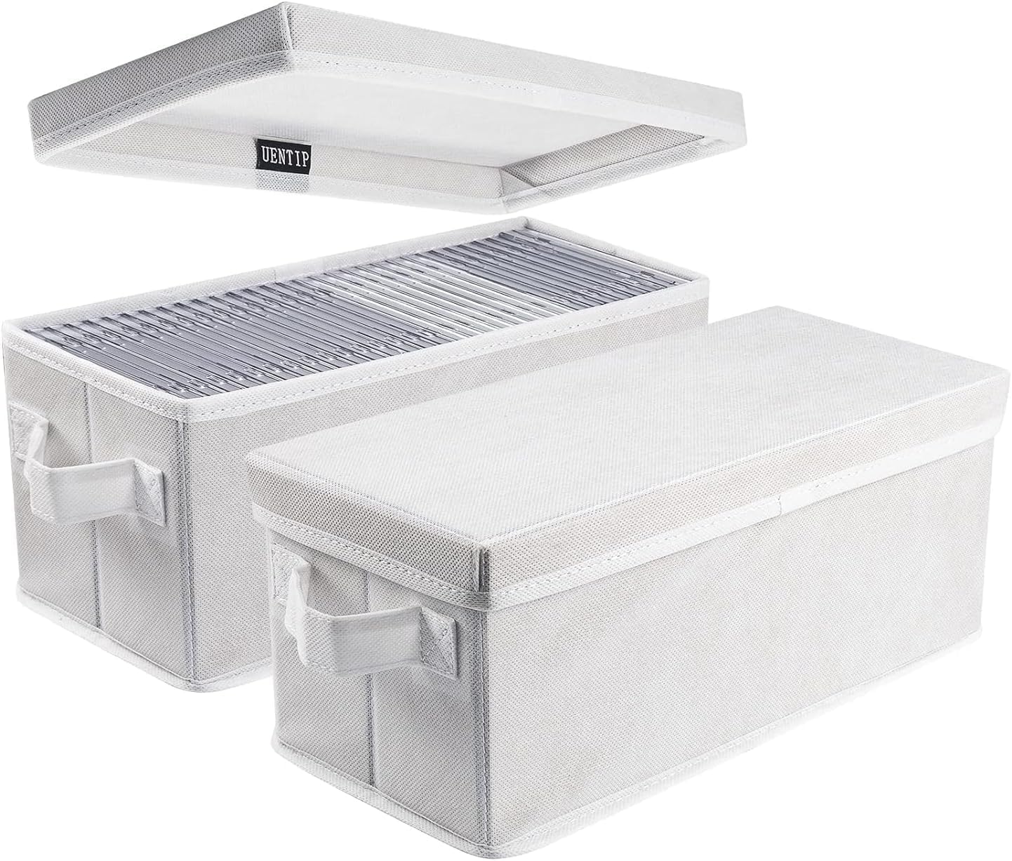 UENTIP CD-Aufbewahrungsbox, 1 Stück, CD-Hülle, 33,5 x 15 x 13,5 cm, Behälter für 30 CDs in vollen Juwelenhüllen, 60 CDs in schlanken Hüllen und 165 CDs in CD-Hüllen (white, 2apck-white)