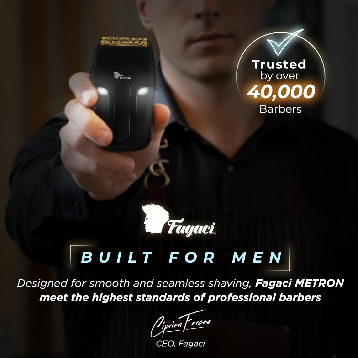 Fagaci Double Foil Shaver for Men – Electric Shaver with Close Shaving, No Irritation, Professional Barber Foil Shavers 8500 RPM High Torque, 3H Battery, Mens Razor for Face, Easy Clean - Image 8