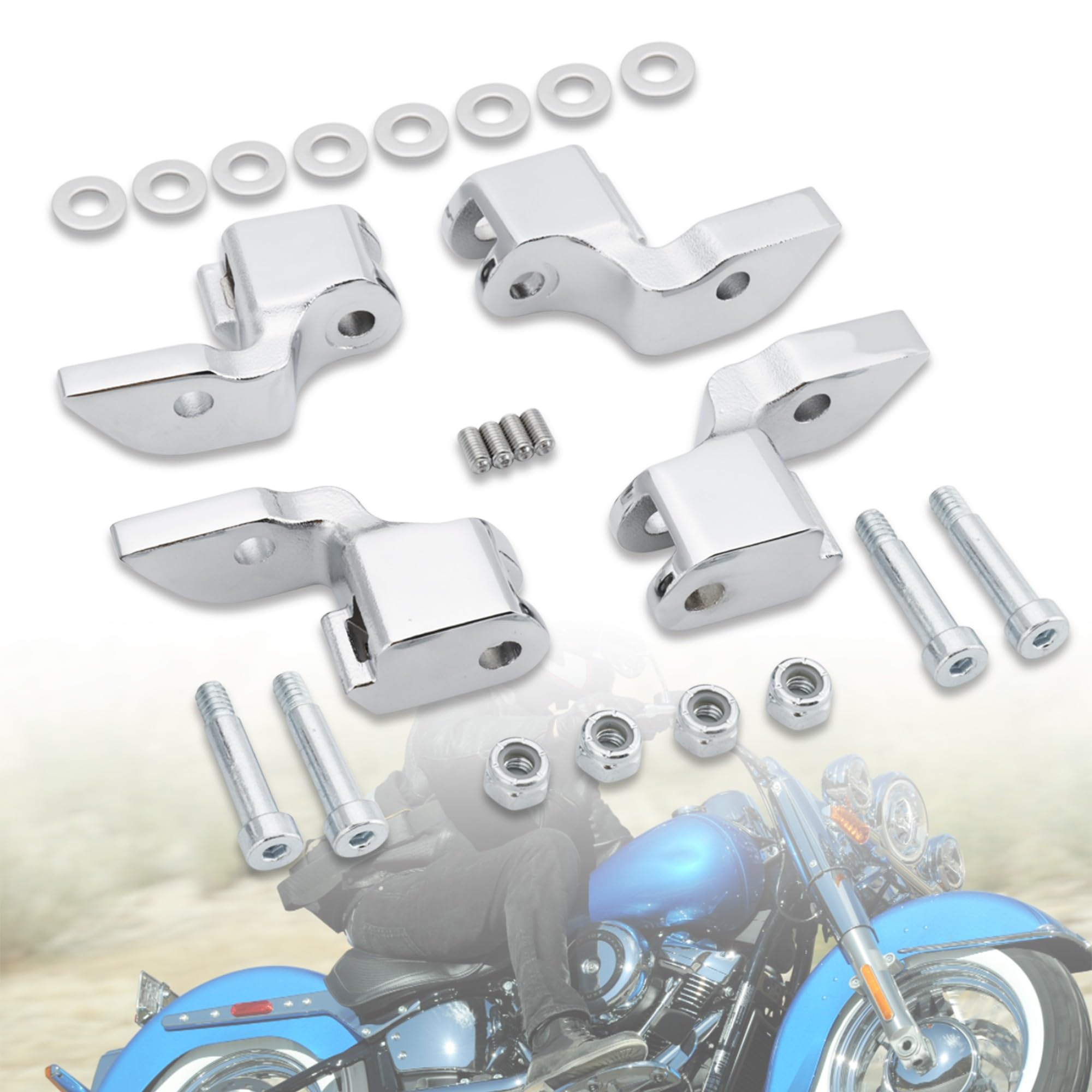 Kuryakyn Front Floorboard Relocation Brackets – Chrome. Fits FL Softail