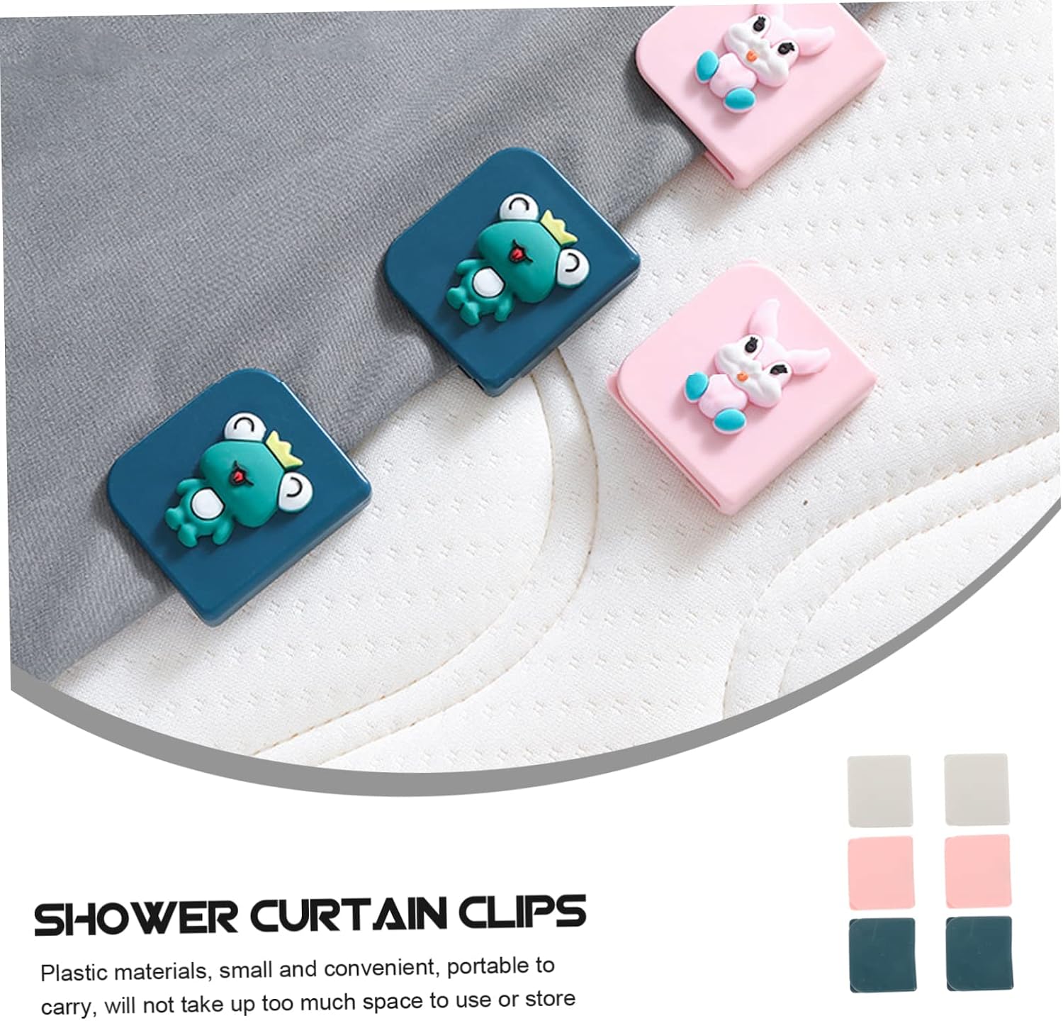 6pcs Shower Curtain Clips, Self Adhesive Plastic Holders for Bathroom Walls image 2