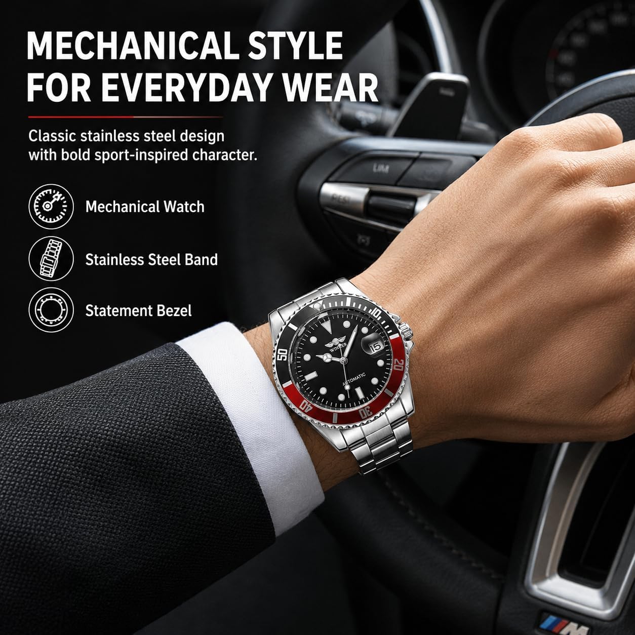 MASTOP Mens Automatic Mechanical Watches Stainless Steel Waterproof Luxury Watch for Men Reloj Automático para Hombre image 4