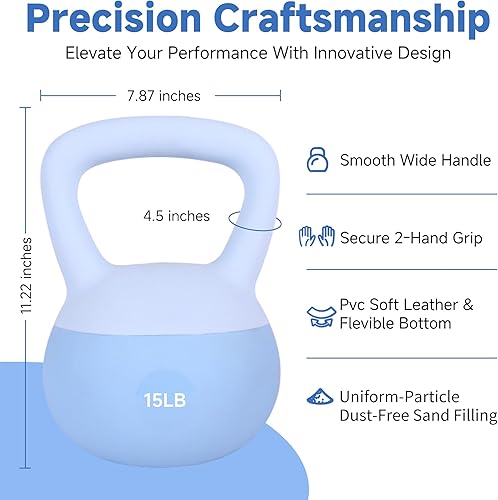 Vista 2 de Leikefitness Pesas rusas suaves, pesas rellenas de arena para mujeres y hombres, pesas rusas suaves y antideslizantes codificadas por colores, Azul