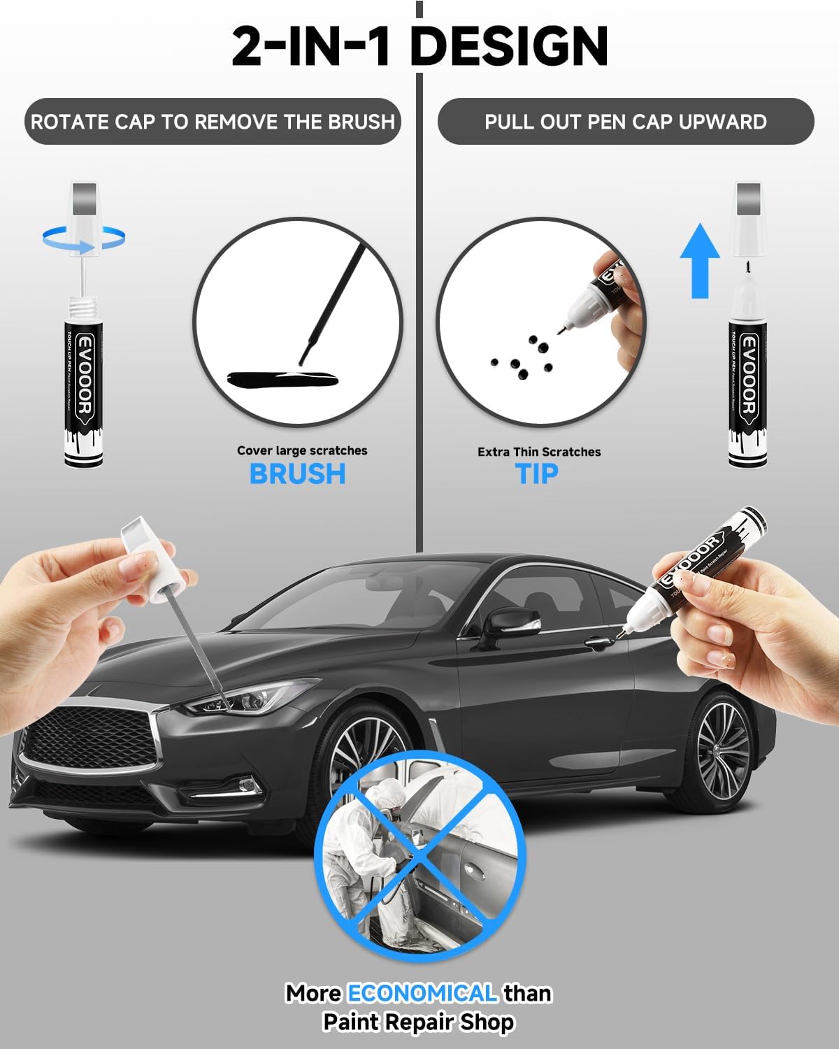 Graphite Shadow(KAD) Touch Up Paint Compatible with Infiniti Exact Match 2 in 1 Touch up Paint for Chips and Nicks Repair