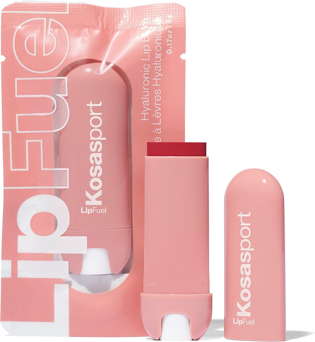 Bálsamo labial Kosas LipFuel – Bálsamo labial hidratante con color con ácido hialurónico y konjac, cuidado nutritivo de los labios, acabado suave y brillante, Pulse